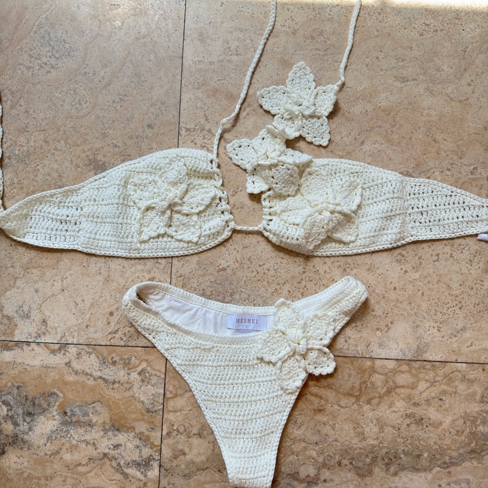 Meshki Cream Crochet Bikini Set